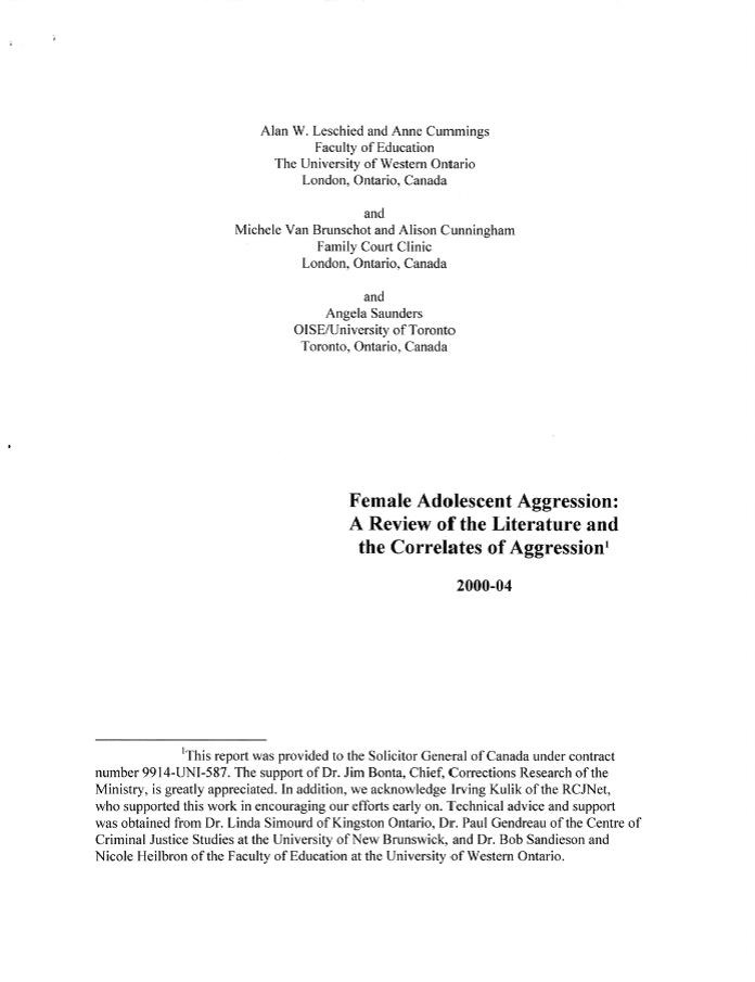 Female Adolescent Aggression